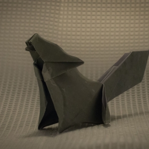 Origami howling wolf