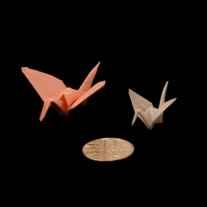 Origami miniature cranes